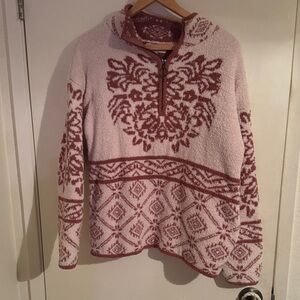 Knox Rose Red and Cream Patterned Pullover